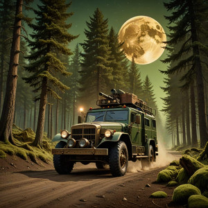 Vintage armoured car in the Oregon forest.jpg
