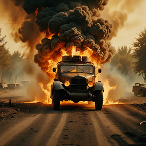 Vintage armoured car driving into vicious hellfire.jpg