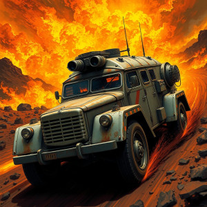 Vintage armoured car driving into vicious hellfire - 1.jpg