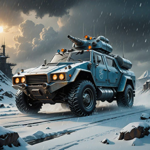 Vintage armoured car driving into vicious snowstorm.jpg