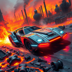 Cyberpunk armoured car driving into lava field.jpg