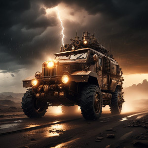 Steampunk armoured car driving into vicious cyclone - 3.jpg
