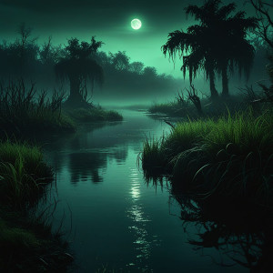 Beautiful swamp under full round green moon.jpg