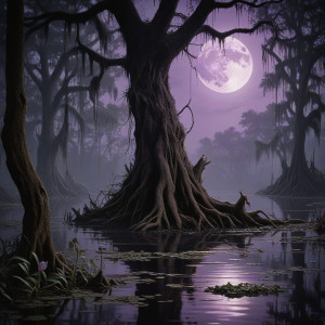 Spooky swamp under full round purple moon.jpg
