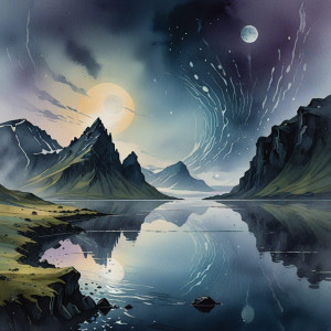 Lake in Iceland under full round blue moon.jpg