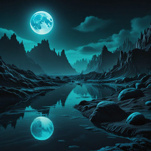 Beautiful canyon in Iceland under full round blue moon.jpg