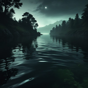 Beautiful river under full round green moon.jpg