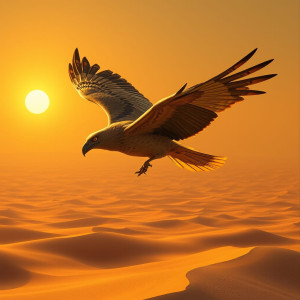 Giant bird Roc flying over Arabian desert.jpg