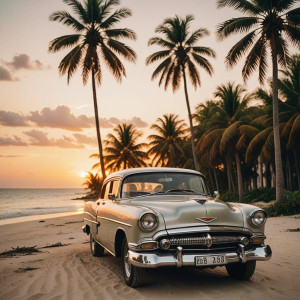 Vintage car on the beach in Cuba.jpg