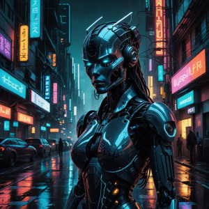 Futuristic female robot in a neon-lit cityscape.jpg