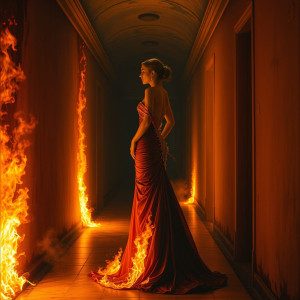 Beautiful woman in burning corridor.jpg