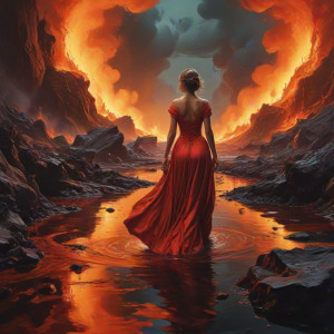 Beautiful woman walking the lava field - J9.jpg