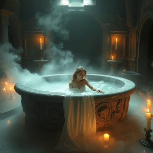 Beautiful woman bathing in boiling water.jpg