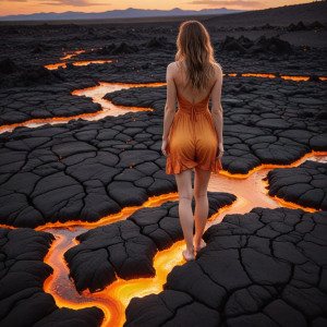 Beautiful woman walking the lava field - RVXL4.jpg