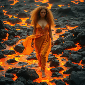 Beautiful woman walking in lava field - 1.jpg