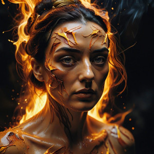 Beautiful woman burning in roaring fire.jpg