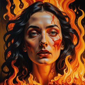 Beautiful woman burning in roaring fire - DXL.jpg