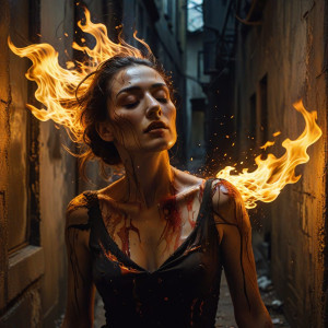 Beautiful woman burning in roaring fire - BXL0.jpg