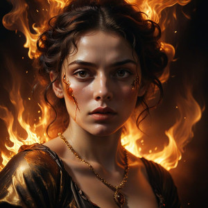 Beautiful woman burning in roaring fire - AXL.jpg