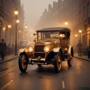 Golden vintage car in Victorian London - АXL.jpg