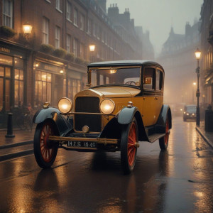 Golden vintage car in Victorian London - MDXL.jpg