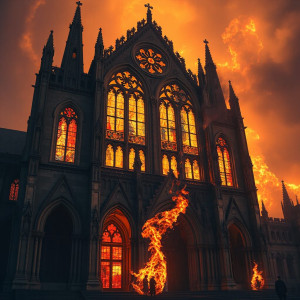 Medieval Gothic cathedral engulfed in flames - JFL.jpg