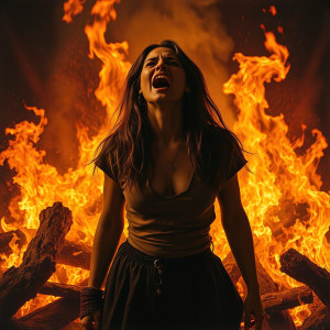 Beautiful woman screams in pain in roaring flame - JFL.jpg
