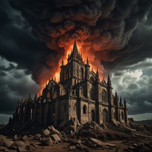 Giant pyroclastic cloud over medieval Gothic cathedral - RVXL5.jpg