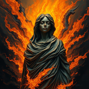 Bronze woman engulfed in roaring flame.jpg