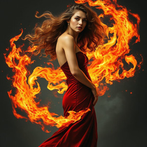 Beautiful woman consumed by flames of Love - JFL.jpg