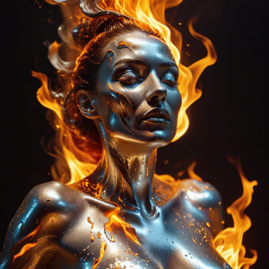Silver woman engulfed by a roaring flame - BXL.jpg