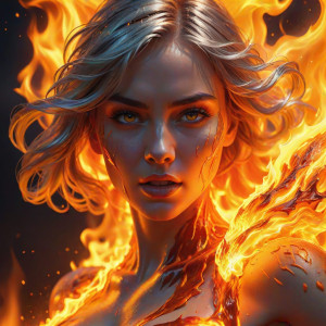 Platinum woman engulfed by a roaring flame - ССХ.jpg