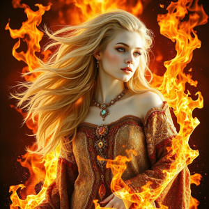 Beautiful woman emerging from roaring fire - JFL.jpg