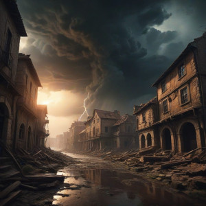 Apocalyptic tornado ravaging everything in its path in medieval city - MDXL.jpg