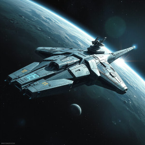 Interstellar battle cruiser in deep space - JFL.jpg