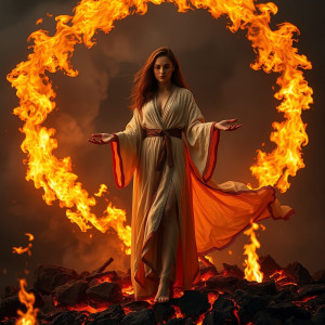 Beautiful woman standing on burning coals.jpg