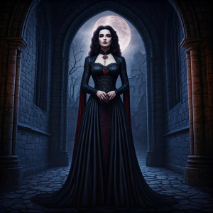 Lady Dracula in haunted medieval castle - GIF.jpg