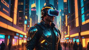 Man in a virtual reality helmet in futuristic city - DXL.jpg