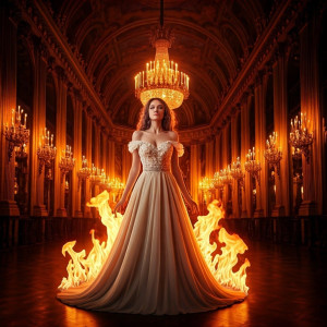 Beautiful woman inside the burning hall - GIF.jpg
