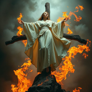Beautiful woman on burning cross - JFL.jpg