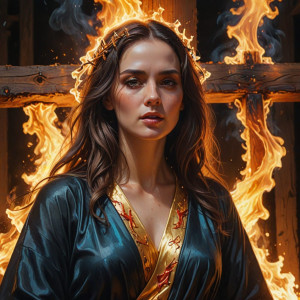 Beautiful woman on burning cross - RVXL4.jpg