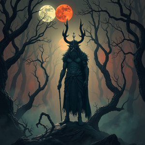 Teutates deity in Irish forest under blood moon.jpg