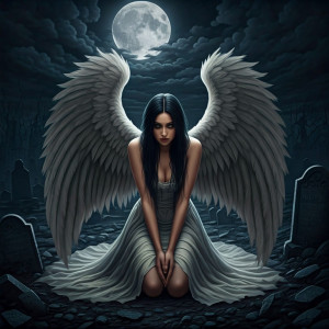 Beautiful female angel in abandoned cemetery - GIF.jpg