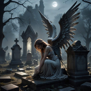 Beautiful female angel in abandoned cemetery - AXL.jpg