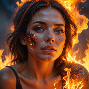 Beautiful woman on her knees on a burning pyre - АХ.jpg