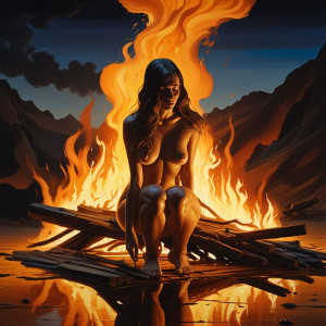 Beautiful woman on her knees on a burning pyre - FXL.jpg