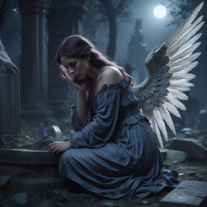 Beautiful female angel in abandoned cemetery - FJ9.jpg