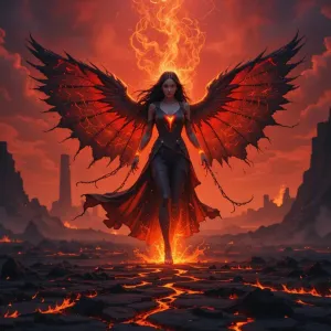 Lilith walking on fire.webp