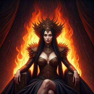 Beautiful woman on a burning throne - GIF.jpg