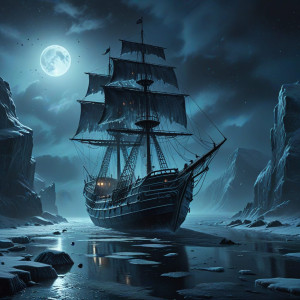 Frozen ghost ship in the Arctic under black moon - BX.jpg